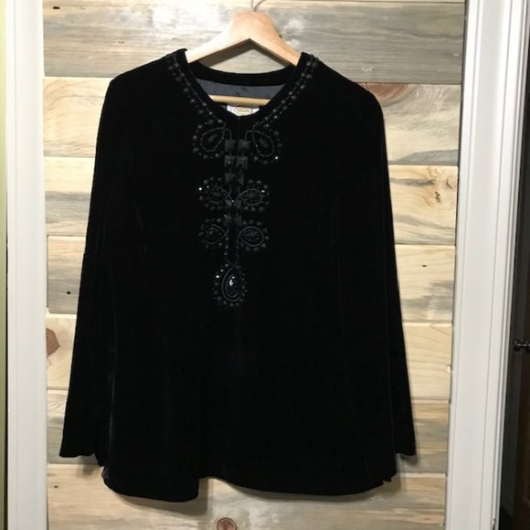 Talbots Tops - Talbots Petites Velvet Black‎ BOHO Tunic